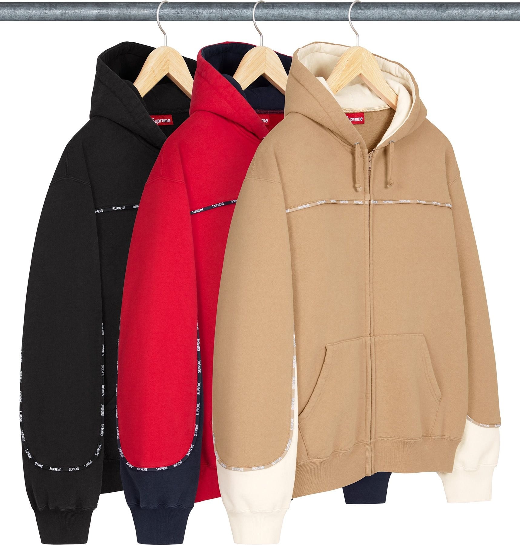 Piping Zip Up Hooded Sweatshirt